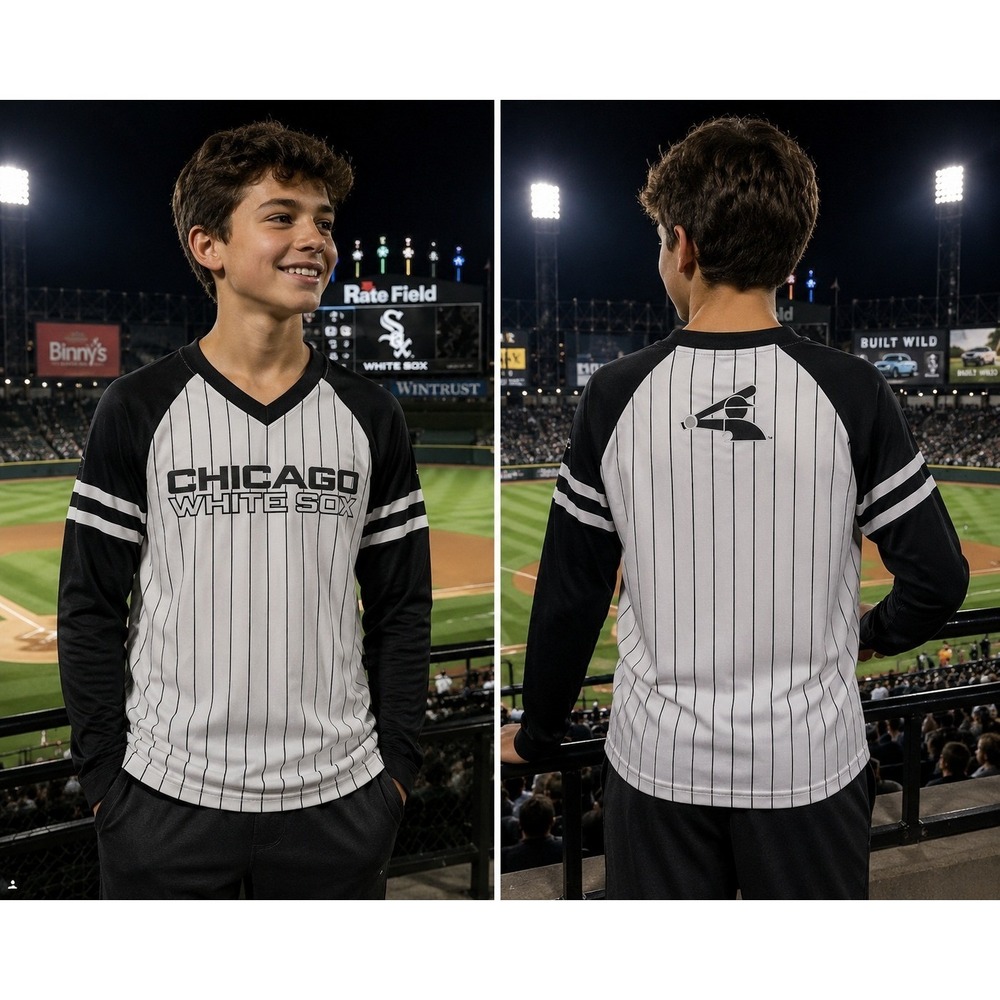 NWT Stitches Chicago White Sox MLB Baseball Jersey Pinstripe Youth Large New